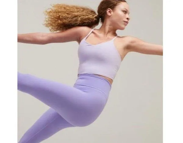 Athleta M Elation V-Neck Longline Sports Bra Oxalis Violet Medium Cup D-DD - Image 2