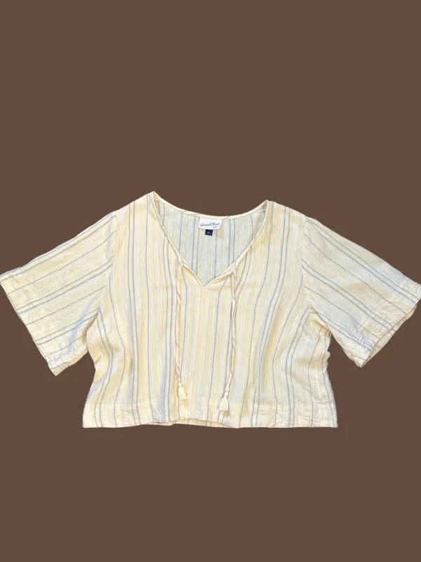 Universal Thread Yellow Striped Linen Shorts Set Size L - Image 5