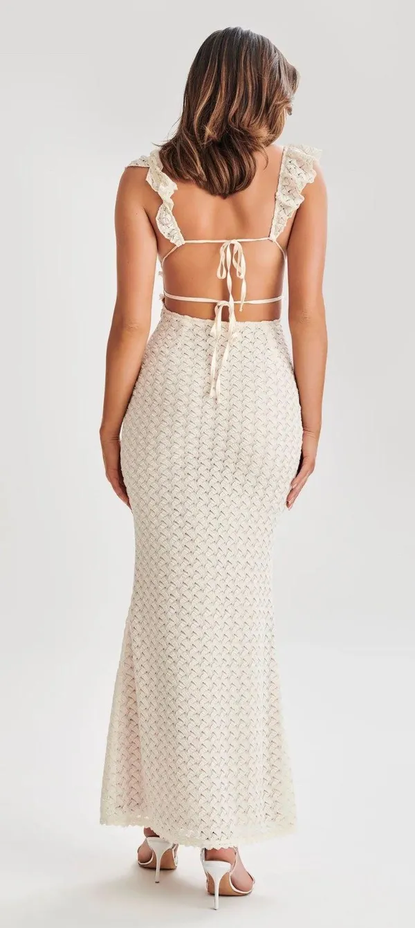 Meshki Ezra Lace Maxi Dress - Ivory - Image 2