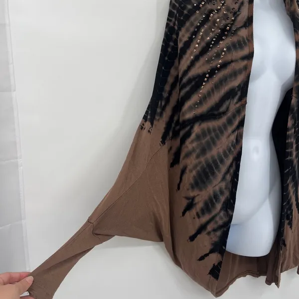 Y2K Vocal Tie Dye Stud Poncho Womens Top Sz Festival Goth Glam Boho Fairy Grunge - Image 7