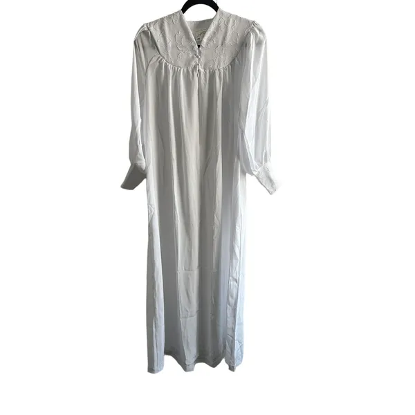 Le Voys Vintage White Peignoir Robe XS Cottagecore Lace Yoke Nightgown Y2K - Image 10