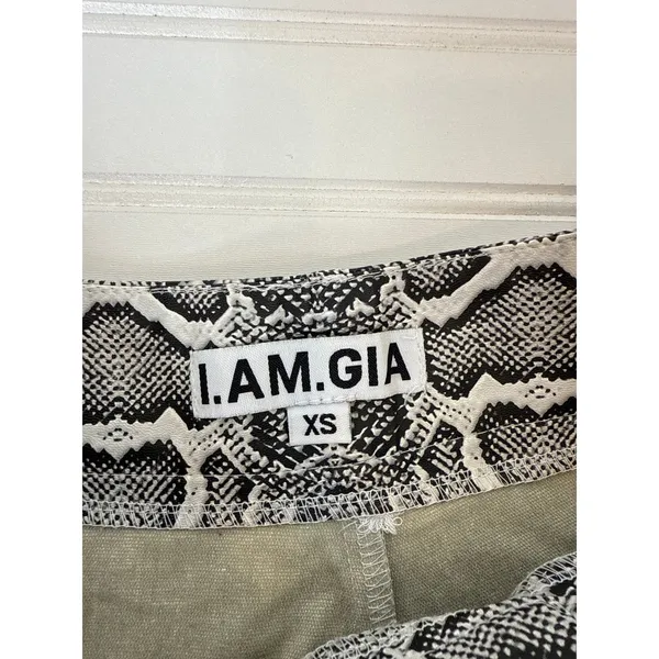 I.AM.GIA Shiraz Snake Print Pants Black White High Waisted Belted Womens Size XS - Image 9