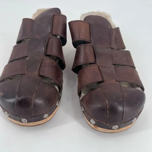 Ugg‎ Fisherman Ore Clogs Sherpa lined Gaucho shoes sandals Size 9 - Image 2