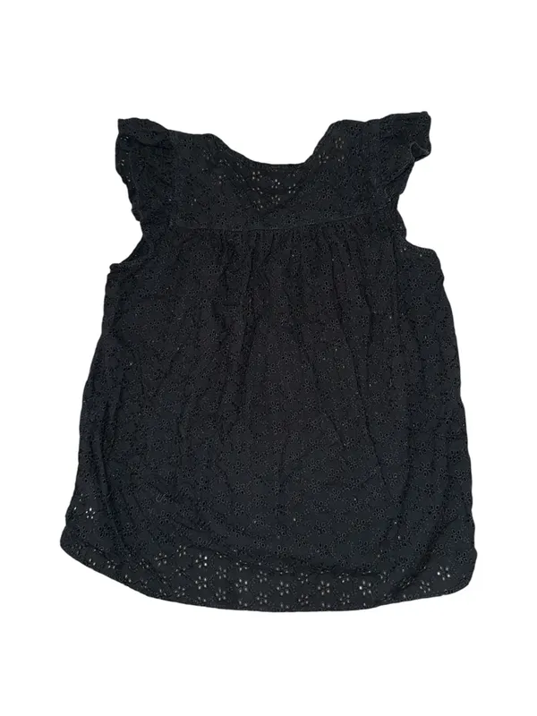 Madewell Black Eyelet Ruffle Sleeve Button Front Cotton Blouse Top M - Image 2