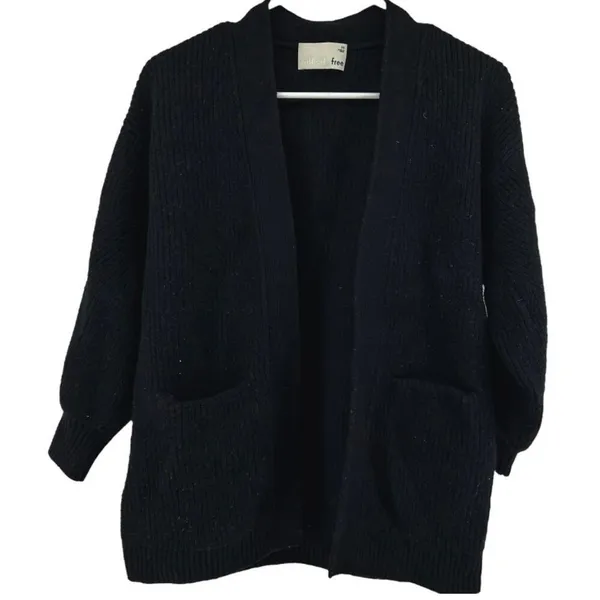 Aritzia Wilfred Unwind Open Cardigan Mid Length Ribbed Merino Wool Black XSmall - Image 2