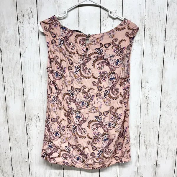 Bonita‎ Shirt Women Sz 38 Pale Pink Paisley Pattern Round Neck Sleeveless Blouse - Image 6