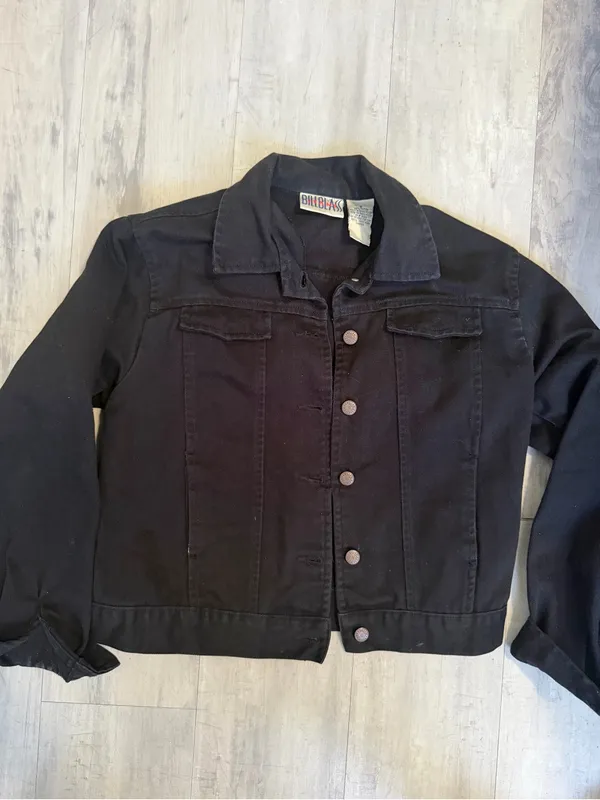 Bill blass Black women’s Bomber-Style Denim Jacket - Image 3