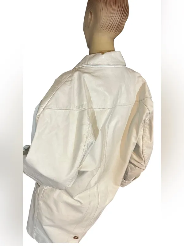 Wilson's Leather VINTAGE 1980'S WHITE LEATHER OVER-SIZED JACKET (S) - Image 7