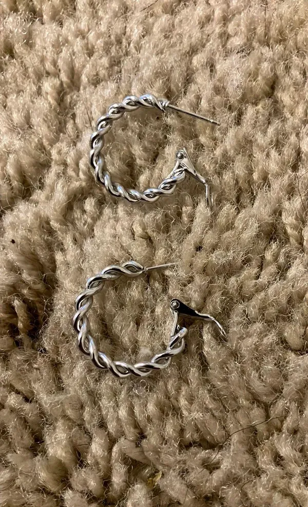 Silver Twisted Hoop Twist Earring Earrings - Image 2