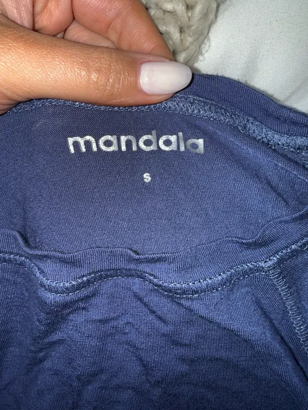 Mandala Scrubs Periwinkle scrub pants with under scrub top - Image 3