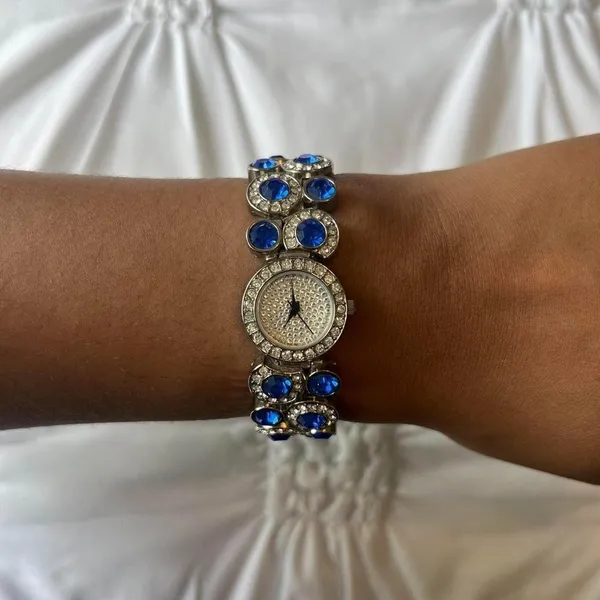 Silver And Blue Suzanna Somers Rhinestone‎ Watch - Image 2