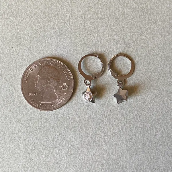 Handmade funky grunge y2k simple mini stainless star earrings 🌙 - Image 7