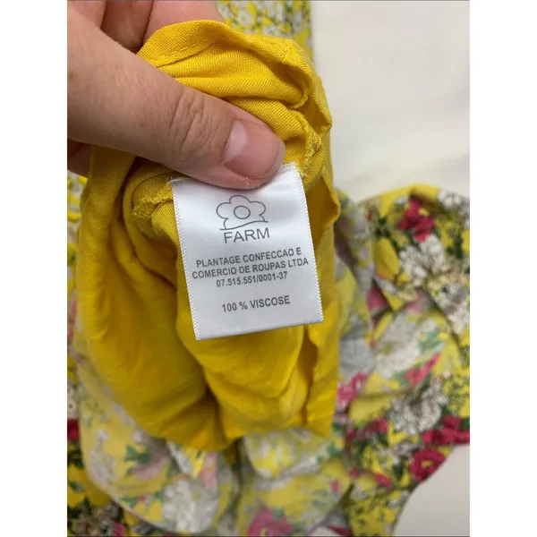Farm Rio size small petite cantonal lace Yellow Floral Square-Neck Maxi Dress - Image 13