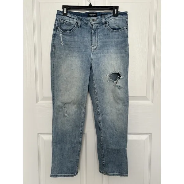 Flag & Anthem High-Rise Straight Jeans Distressed Ankle Stretch Blue Womens Sz10 - Image 3