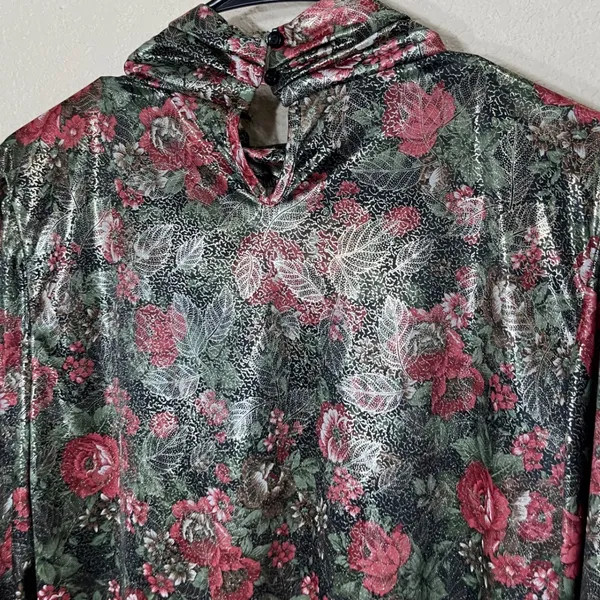 Lauren Lee Vintage Floral Long Sleeve Mock Neck Blouse Top‎ Sz 10 - Image 9