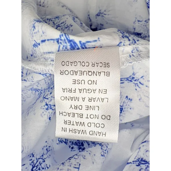 Entro Toile Flutter‎ Sleeve Blouse Womens Small White Blue Flutter Sleeve Ruffle - Image 10