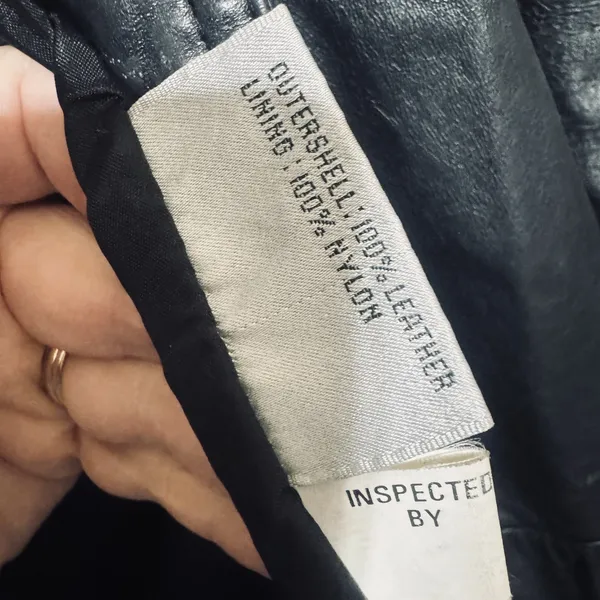 Vtg 90s Global Identity leather Coat womens L black Long 90s Trench Matrix Y2K - Image 7