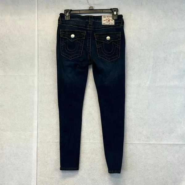 TRUE RELIGION Women’s Jeans Size 27 Blue Halle‎ Mid Rise Capri Distressed Skinny - Image 12