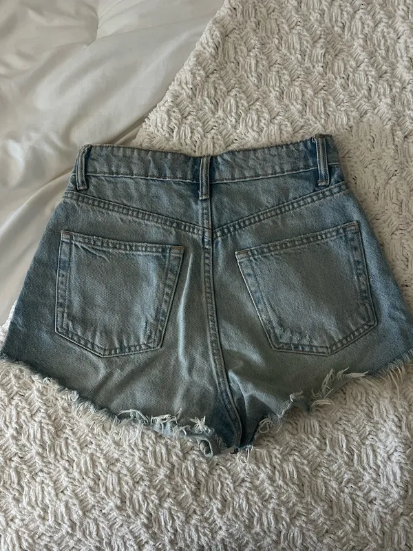 ZARA Blue Distressed Shorts - Image 3