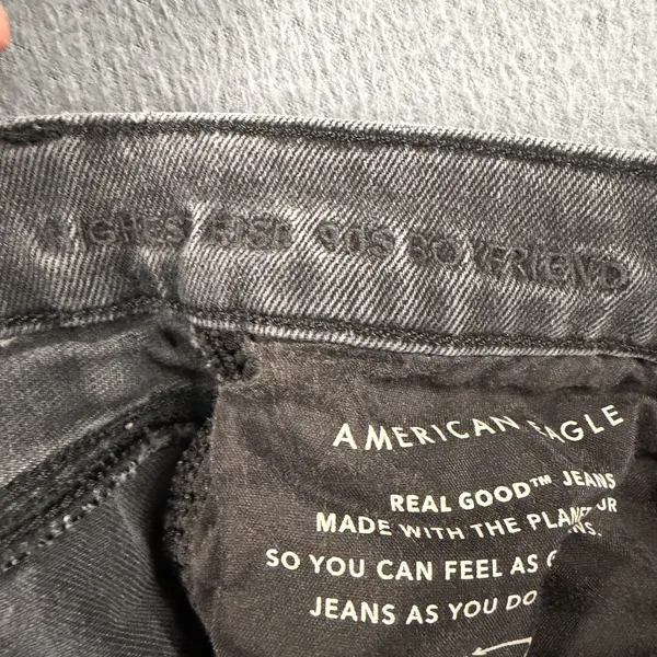 American Eagle 90s Boyfriend Jeans Womens 8 Faded Black High Rise Distressed - Image 7