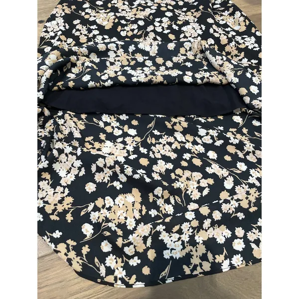 Mittoshop Women Maxi Dress Floral Design Size S Black Tan and White - Image 8