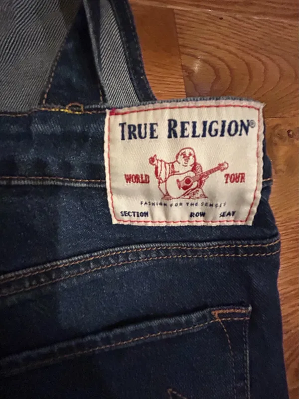 AUTHENTIC True Religion iconic horseshoe BF Slim Dark Wash Fashionable overalls - Image 18
