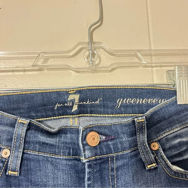 7 For All Mankind Gwenevere Skinny Jeans Distressed Blue Size 26 Low Rise - Image 4