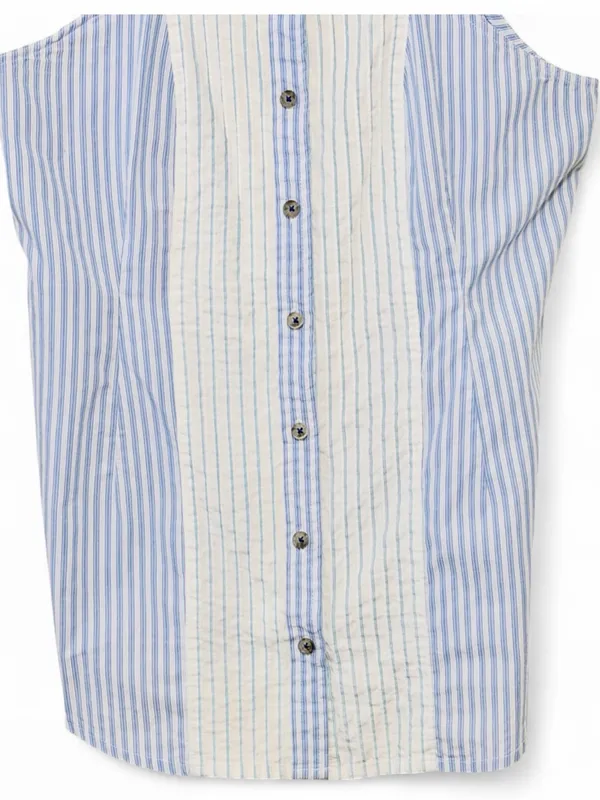 Anthropologie Maeve Sleeveless Collard Stripped Button Down Halter Blouse Size12 - Image 7