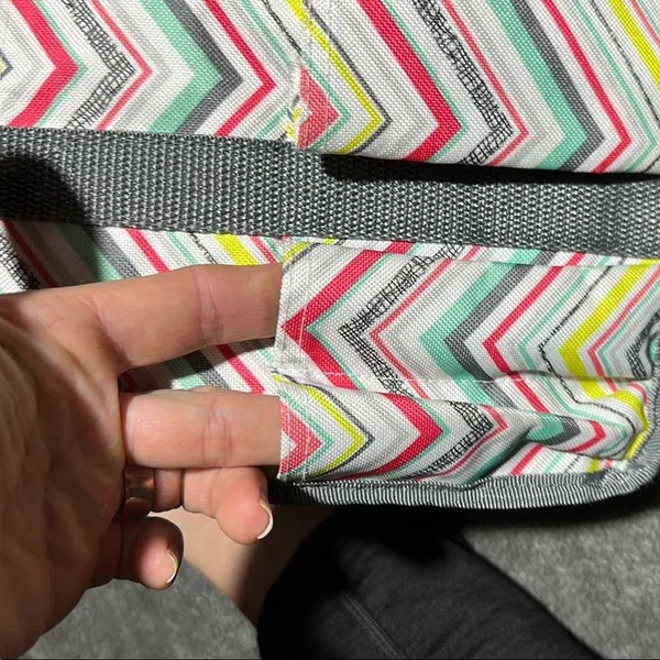 Thirty-One Pink and Yellow Chevron Tote Bag - Image 12