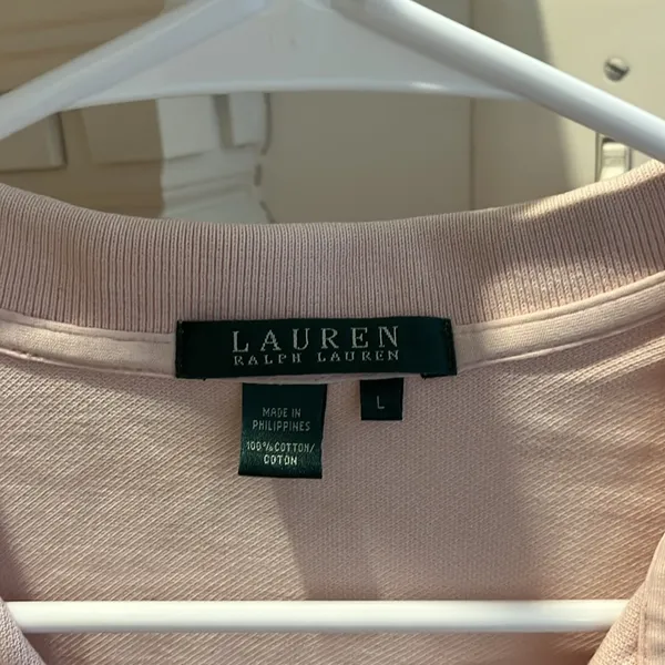 Lauren Ralph Lauren size large, pale pink polo shirt - Image 2
