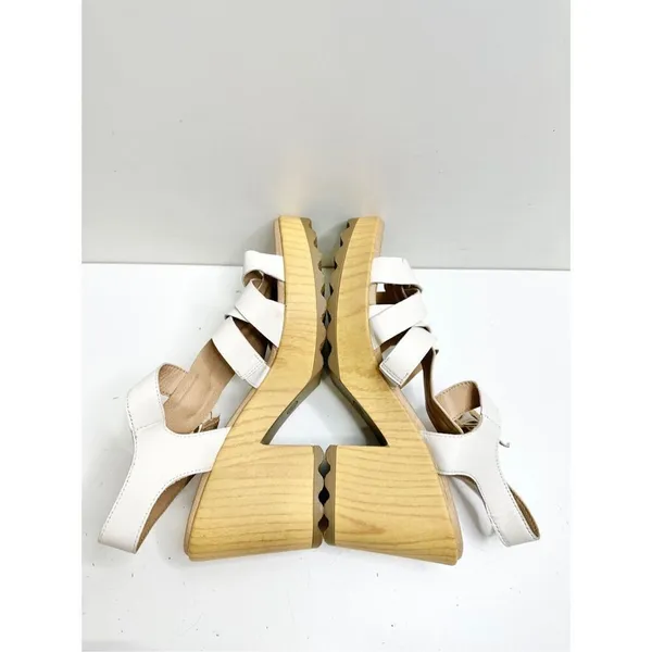 Dr. Scholl’s Sandals Size 9.5 White Leather Open‎ Toe Platform Shoes Buckle - Image 7