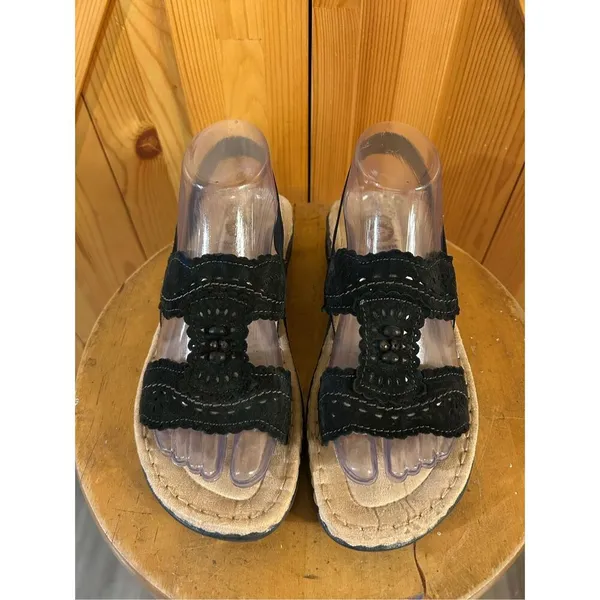 Earth Spirit Sz 7 Woman’s Leather Sandals Gelron 2000 Slingback Beaded Willow - Image 2