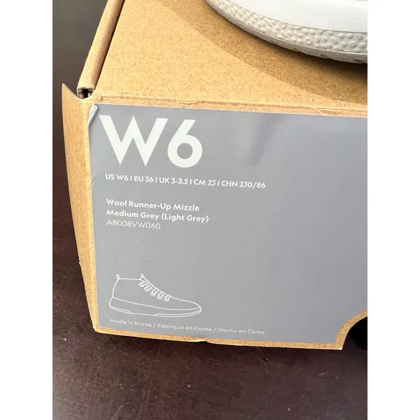 NIB Allbirds Wool Runner-Up Mizzle Grey Water-Repellent Sneakers Size 6 - Image 4