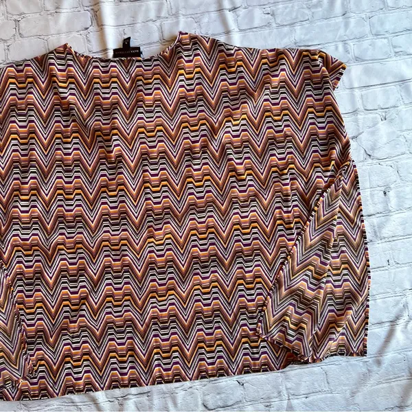 Dana Buchman Geometric Cowl Sleeve Tunic Top Blouse Retro Disco XL Print Gold - Image 14