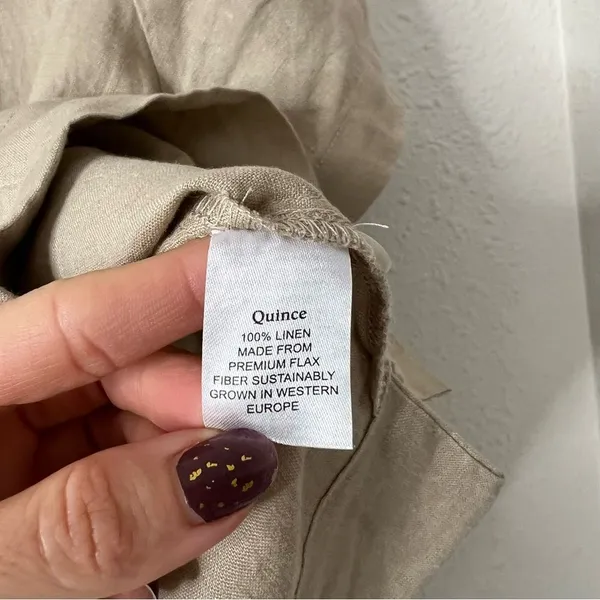 Quince 100% Linen Button Down Top in Tan Size Small - Image 7