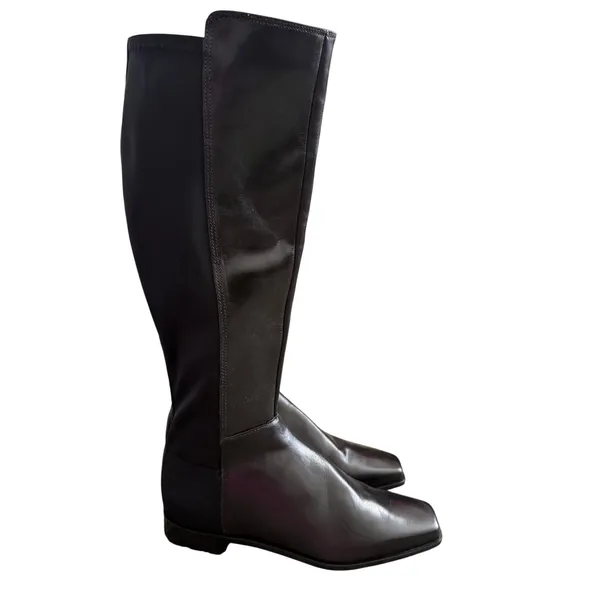 Vince Camuto Librina Black Leather Square Toe Tall Boots VC-LIBRINA Size 5.5 NEW - Image 2