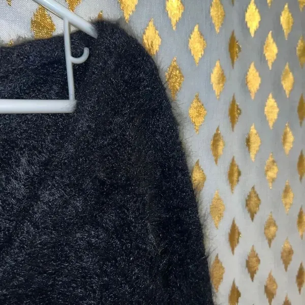 Fabletics Mini Crop Cardigan in Faux Mohair Black size L - Image 6