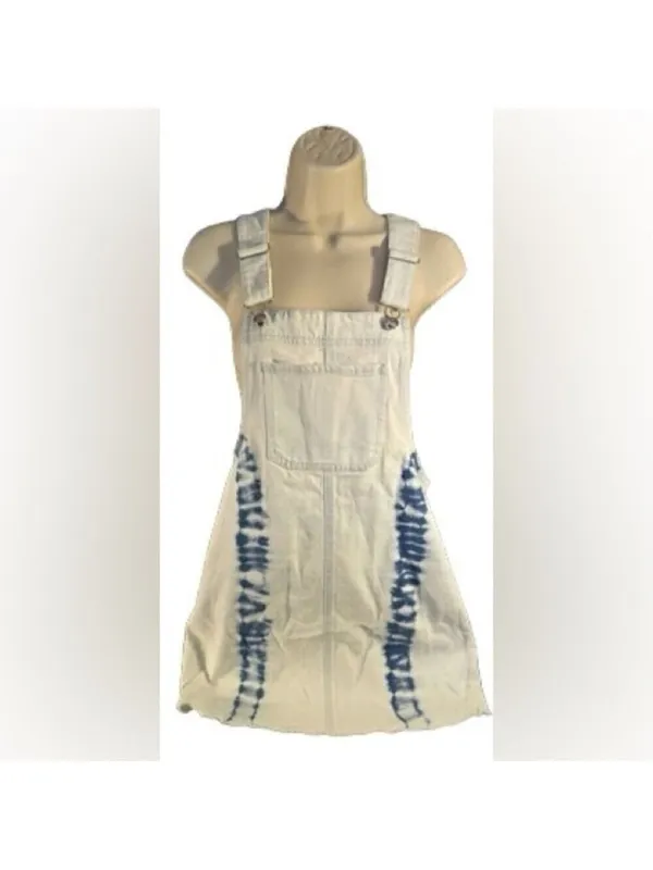 Wild Fable Tie-Dye Denim Pinafore Mini Dress - Light Wash, Blue - Image 4