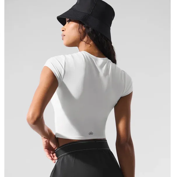 ALO Yoga White Short Sleeve Cropped Crew Tee - Image 2