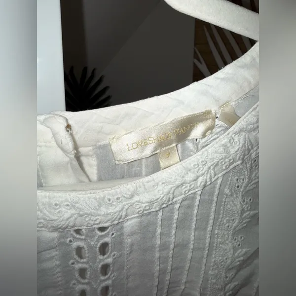 LoveShackFancy LORELAI Tiered Ruffle‎ Mini Dress Broderie Anglaise Cotton Medium - Image 6
