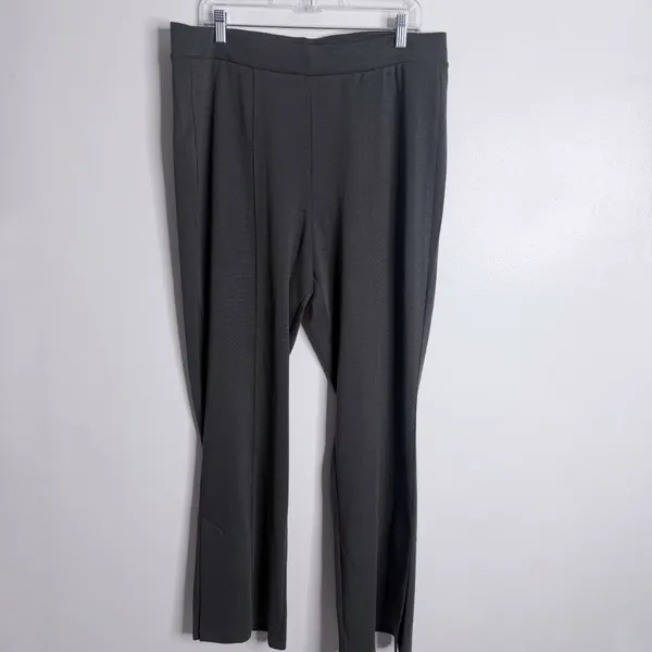 NWOT Gap Slit Hem Ponte Flare Charcoal Heather Pull On Stretch‎ Size XL Casual - Image 2