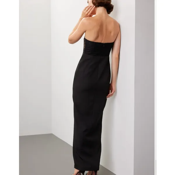 Elle Zeitoune Black Strapless Gown SMALL Bodycon Corset Bustier Designer $390 - Image 3