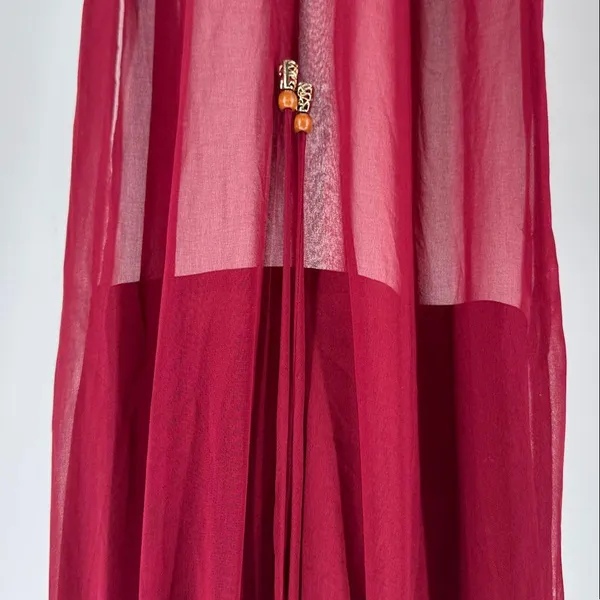 City Triangles burgundy sheer Maxi Dress S flowy bell sleeves boho off shoulder - Image 9