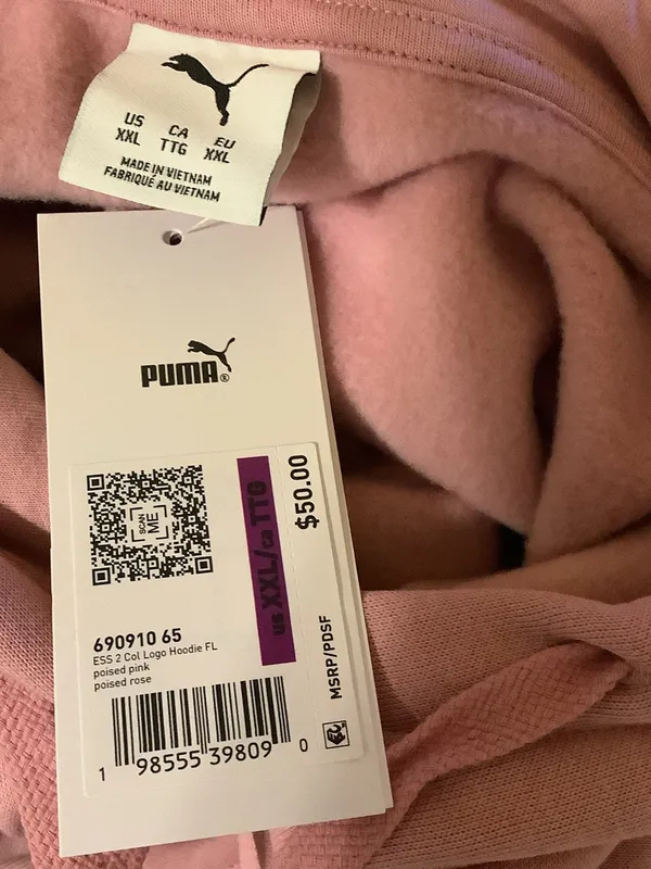 Puma Size XXLarge Women’s Poised Pink Logo Pullover Hoodie. New With Tags. - Image 3