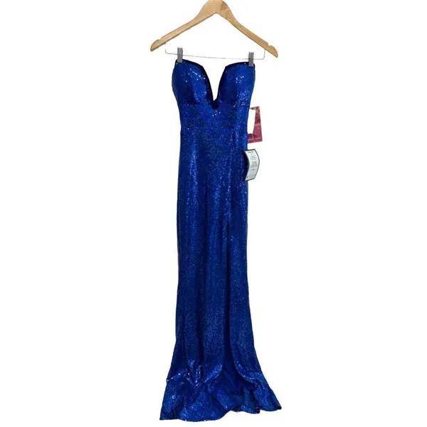 Emerald Sundae Dress XS Strapless Sequin Front Slit Lace‎ Up Mermaid Gown NEW - Image 3
