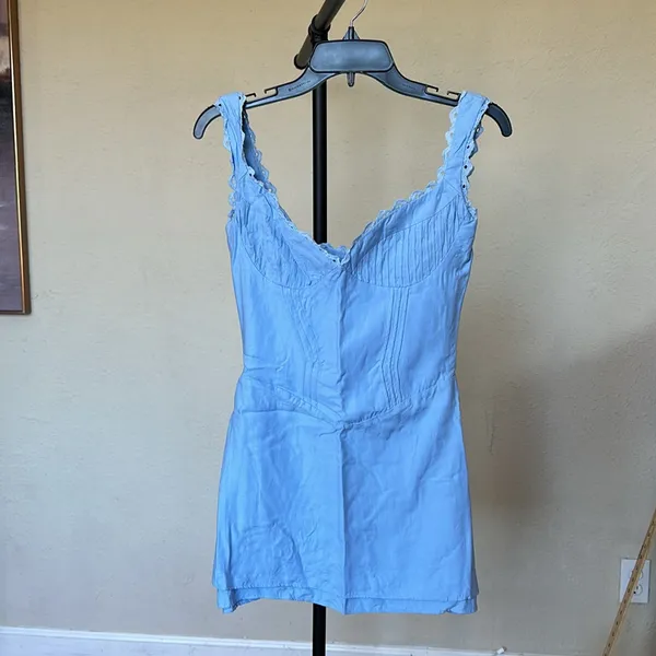 HOUSE OF CB‎ 'Tilly' Blue Pin Tuck Mini Dress NWOT size M A-C - Image 4