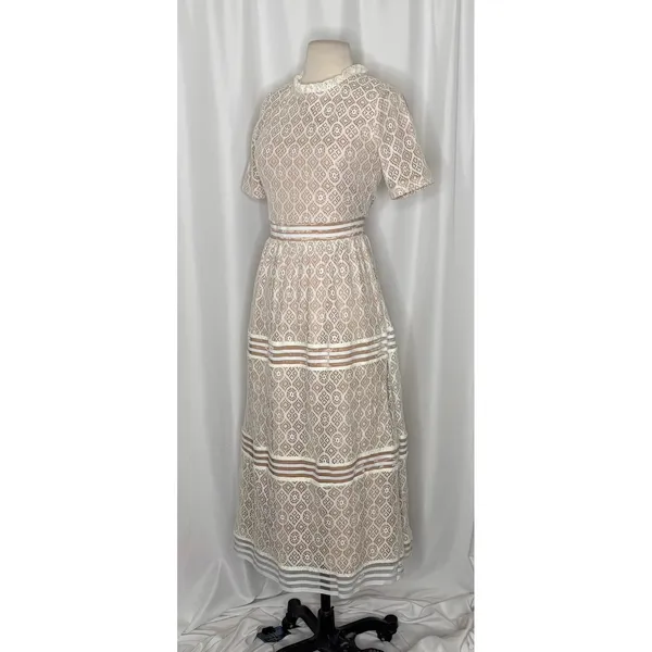 NWT BALTIC BORN Windsor Lace Midi Dress Ivory Nude Feminine Romantic Small - Image 5