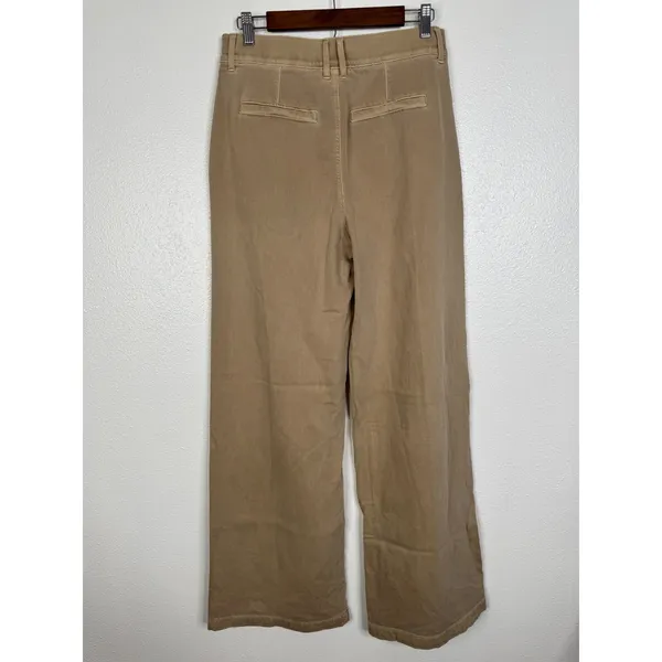 American Eagle Super High-Rise Wide Leg Pleated Khaki Pants Tan Women 4 Long‎ - Image 2