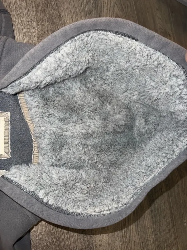 Y2K Vntge Aeropostale 87 Grey Half Zip Hoodie w/ Faux Fur Hood XL - Image 5
