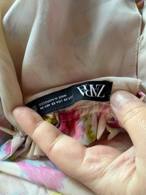 Zara Off White Patterned V Neck Dress - Image 8